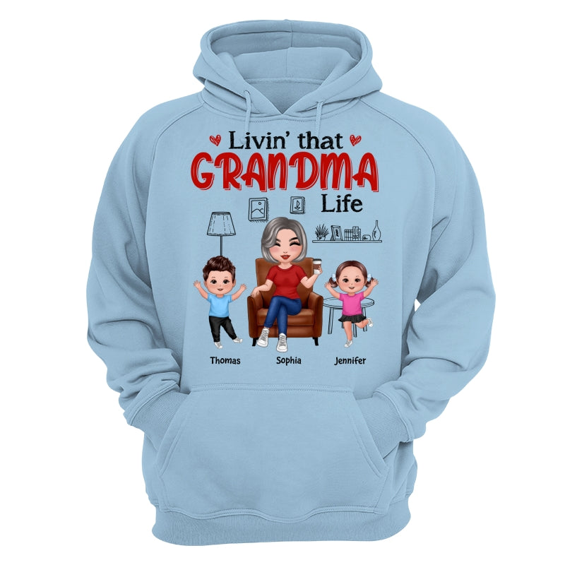 Outline Background In House Livin‘ That Grandma Life Personalized Shirt