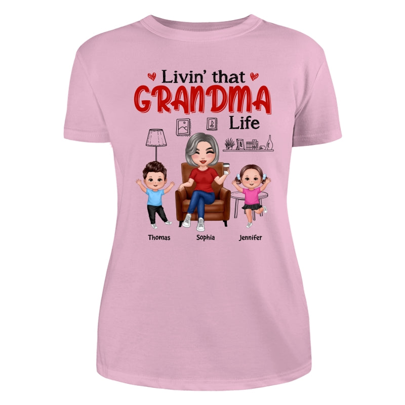 Outline Background In House Livin‘ That Grandma Life Personalized Shirt