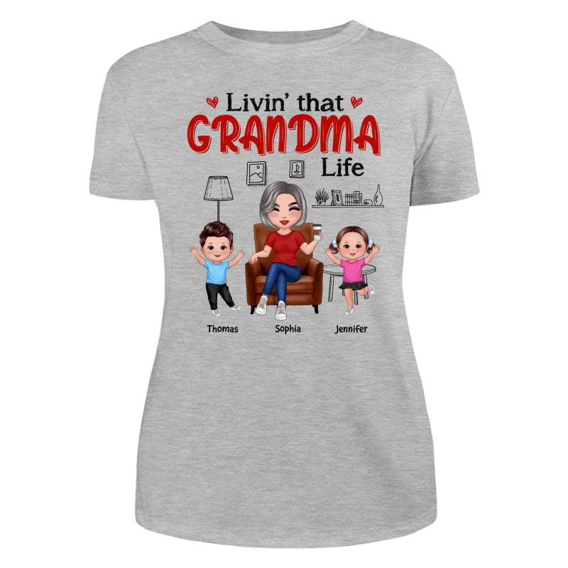 Outline Background In House Livin‘ That Grandma Life Personalized Shirt