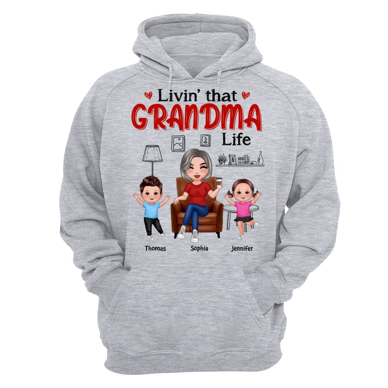 Outline Background In House Livin‘ That Grandma Life Personalized Shirt