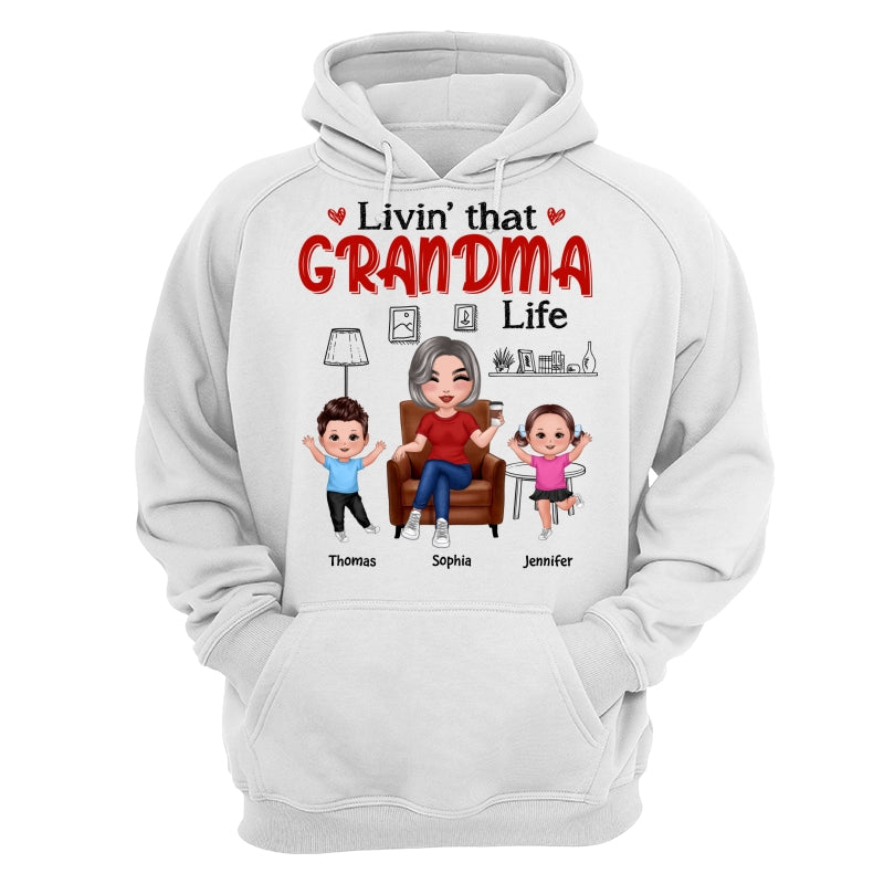 Outline Background In House Livin‘ That Grandma Life Personalized Shirt
