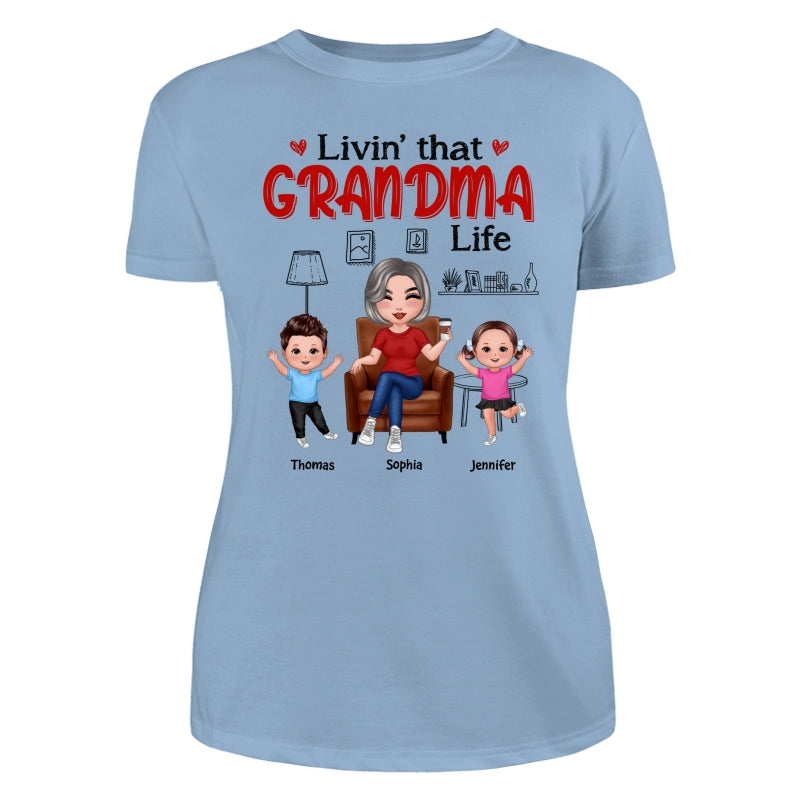 Outline Background In House Livin‘ That Grandma Life Personalized Shirt