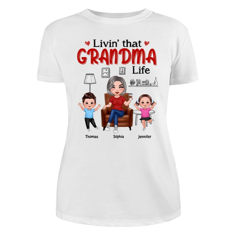 Outline Background In House Livin‘ That Grandma Life Personalized Shirt