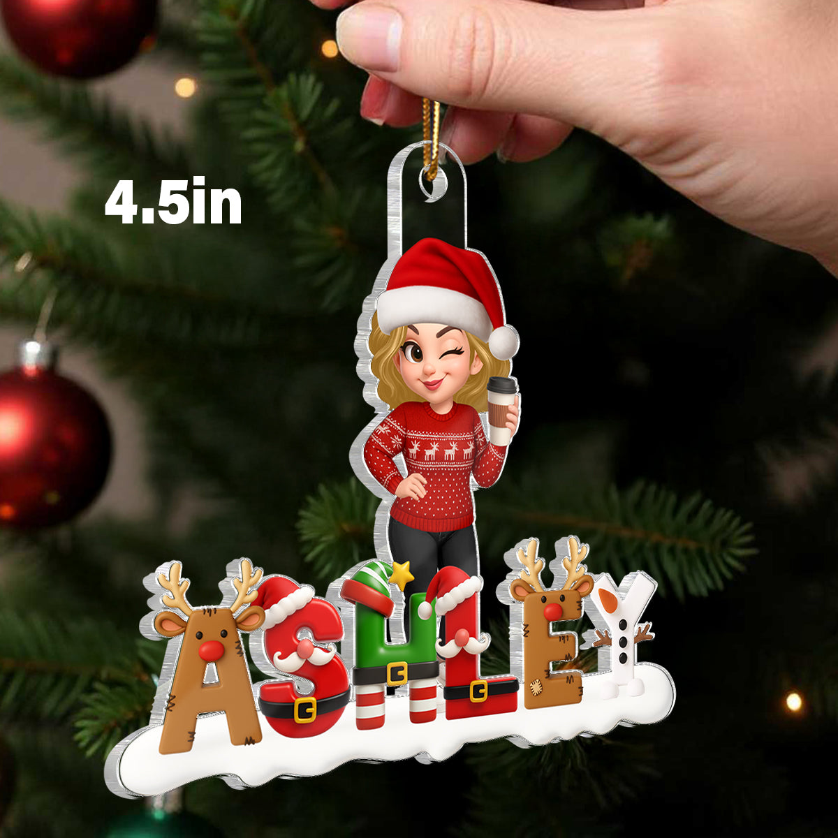 Custom Name Christmas Iconic Alphabet - Personalized Acrylic Ornament - Christmas Gift for Family, for Friends