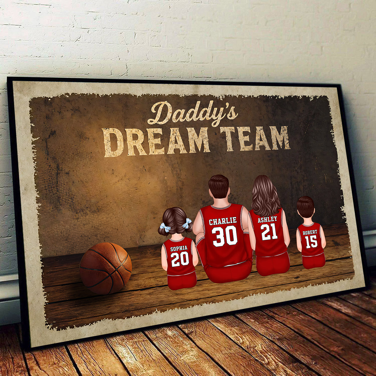 Daddy's Basketball Dream Team - Personalized Poster - Father's Day Gift for Dad, Husband