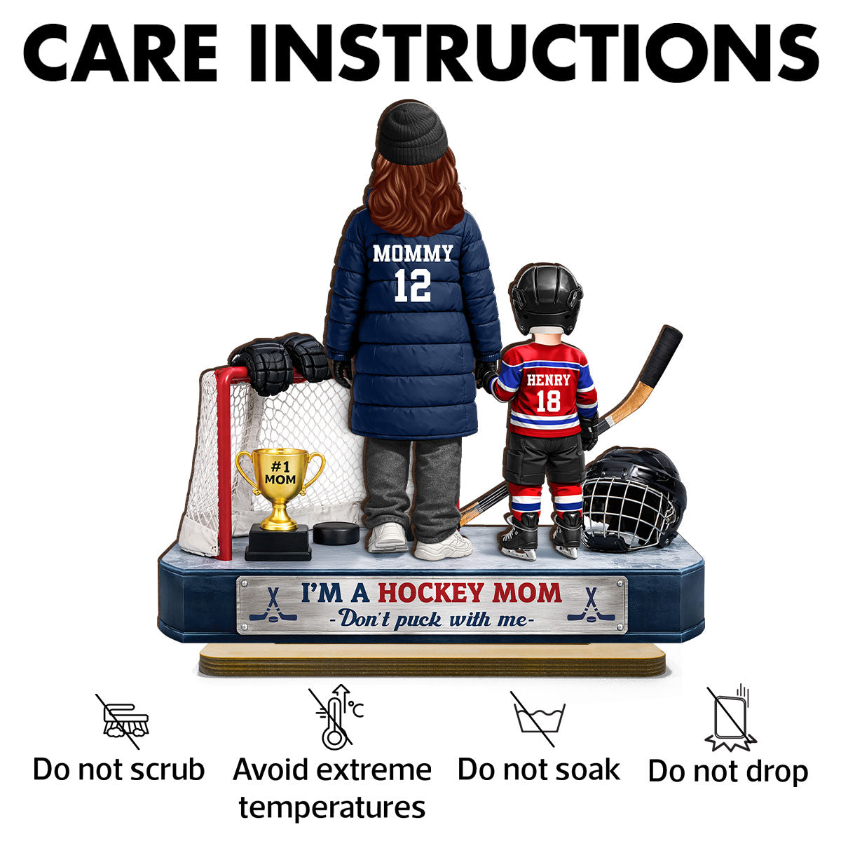 I'm A Hockey Mom And Kids - Personalized 2-Layered Wooden Plaque - Mother's Day Gift for Hockey Mom