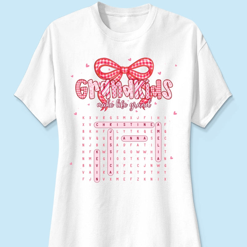 Grandkids Make Life Grand Preppy Word Search Puzzle - Personalized Shirt - Mother's Day Gift For Grandma Mom