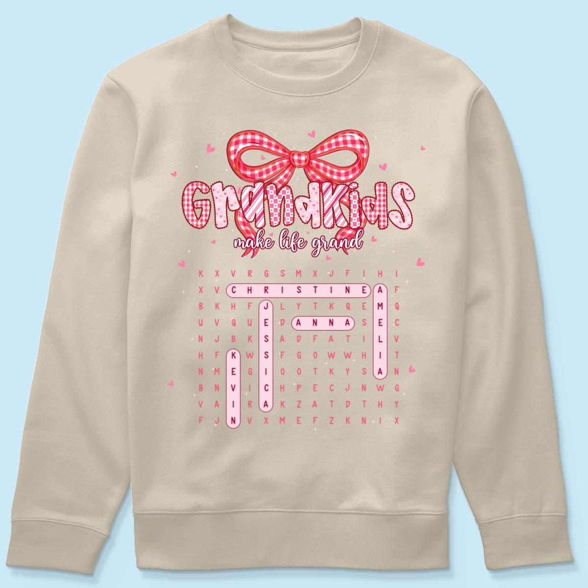 Grandkids Make Life Grand Preppy Word Search Puzzle - Personalized Shirt - Mother's Day Gift For Grandma Mom