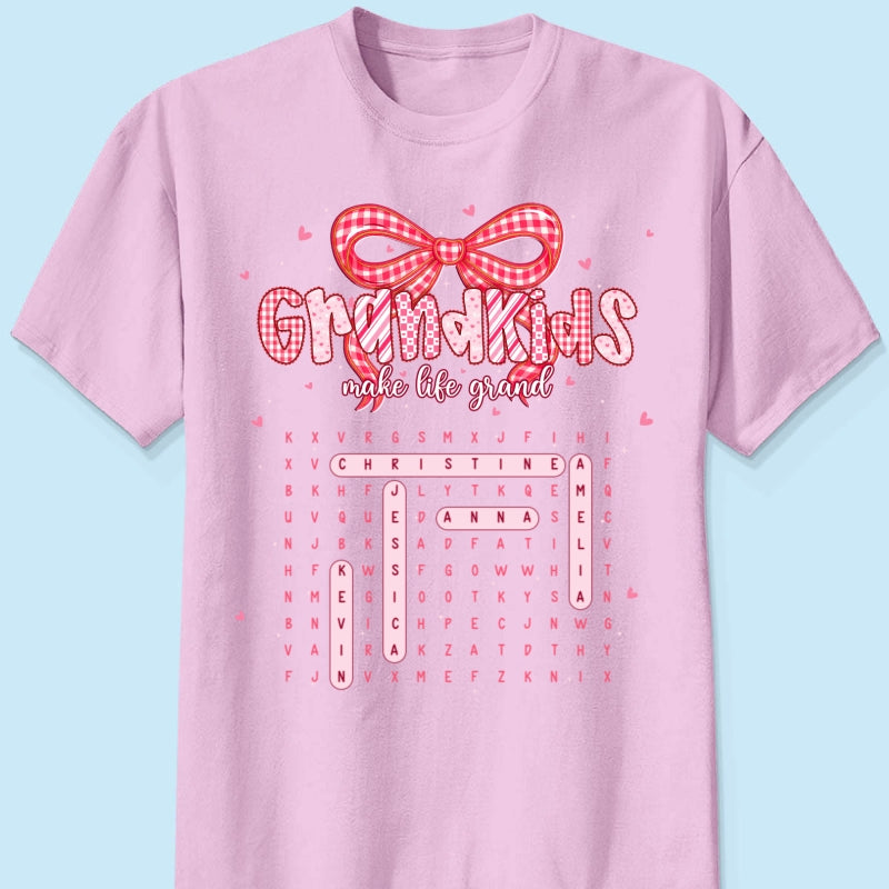 Grandkids Make Life Grand Preppy Word Search Puzzle - Personalized Shirt - Mother's Day Gift For Grandma Mom