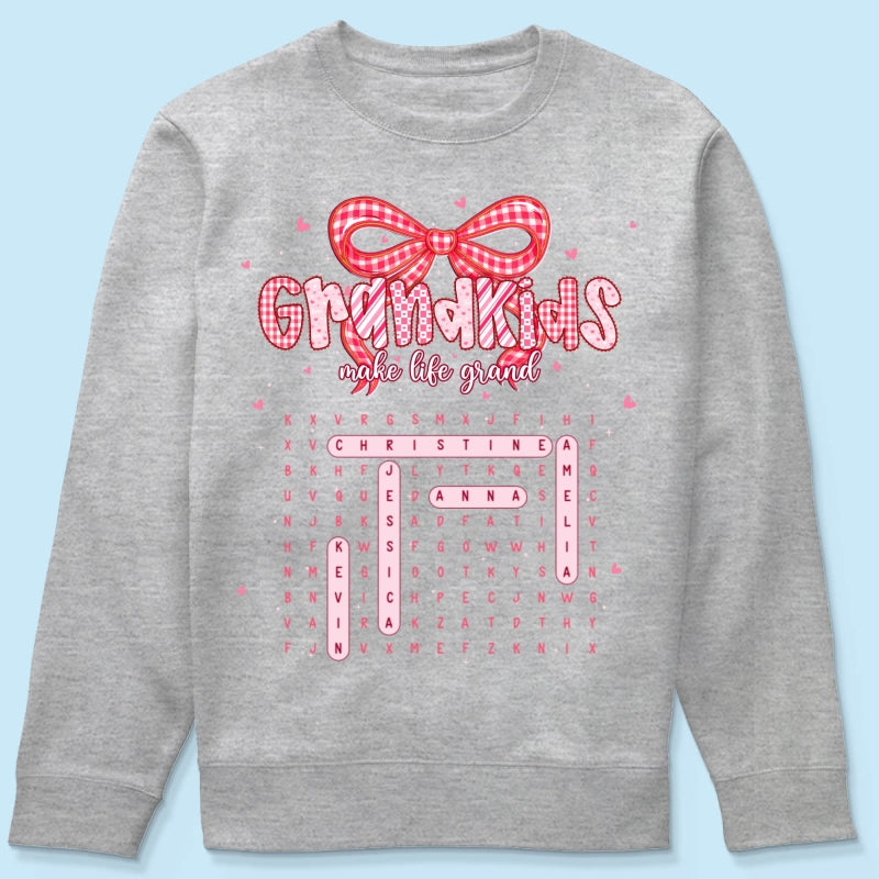 Grandkids Make Life Grand Preppy Word Search Puzzle - Personalized Shirt - Mother's Day Gift For Grandma Mom