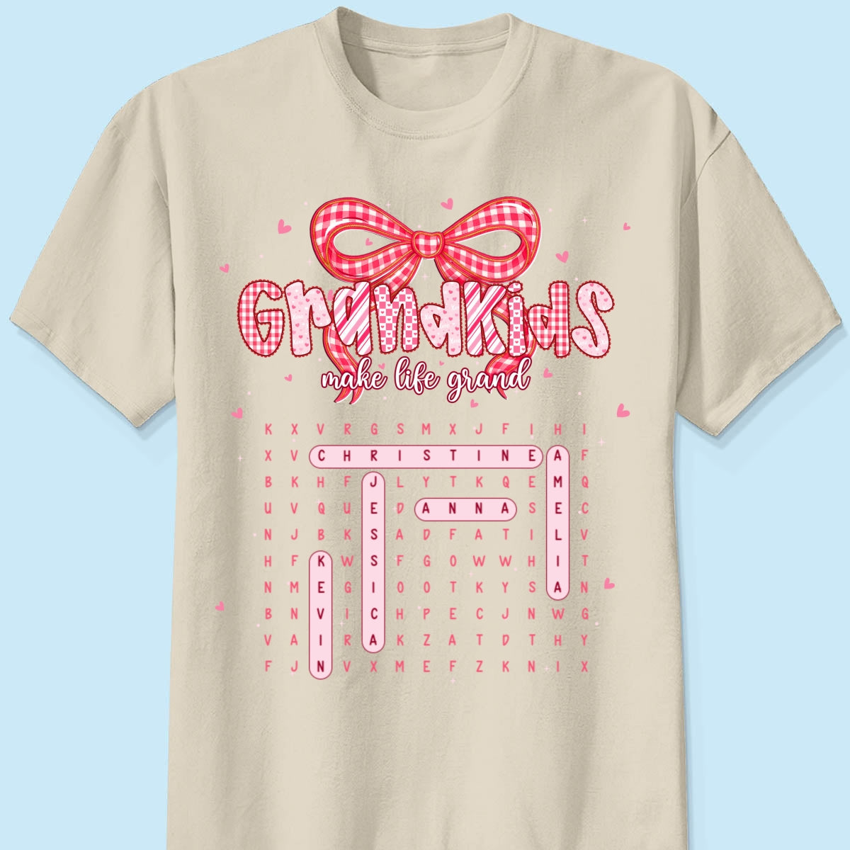 Grandkids Make Life Grand Preppy Word Search Puzzle - Personalized Shirt - Mother's Day Gift For Grandma Mom
