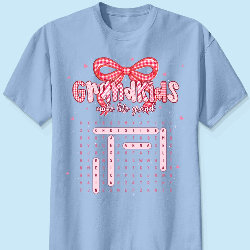 Grandkids Make Life Grand Preppy Word Search Puzzle - Personalized Shirt - Mother's Day Gift For Grandma Mom