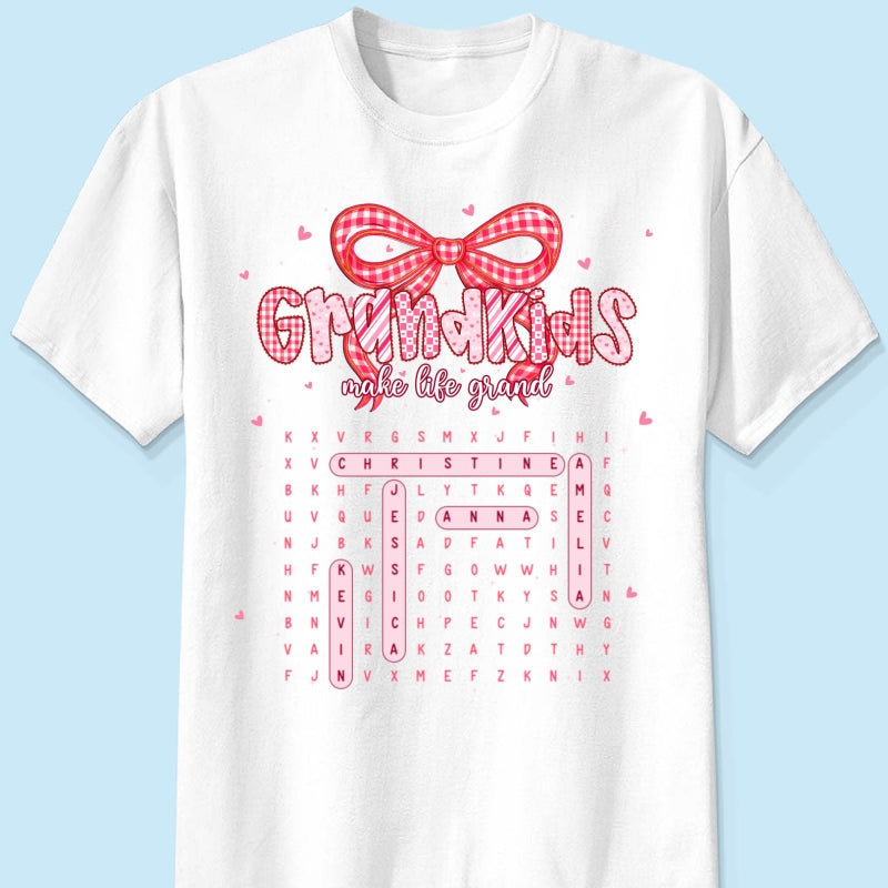 Grandkids Make Life Grand Preppy Word Search Puzzle - Personalized Shirt - Mother's Day Gift For Grandma Mom