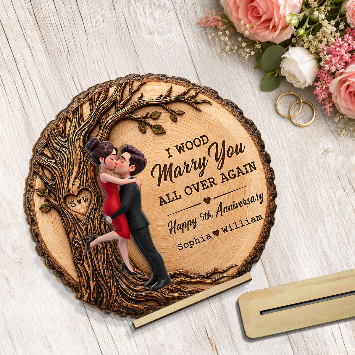 I Would Marry You All Over Again - Personalized 2-Layered Wooden Plaque - Couple Anniversary Gift for Her, for Him