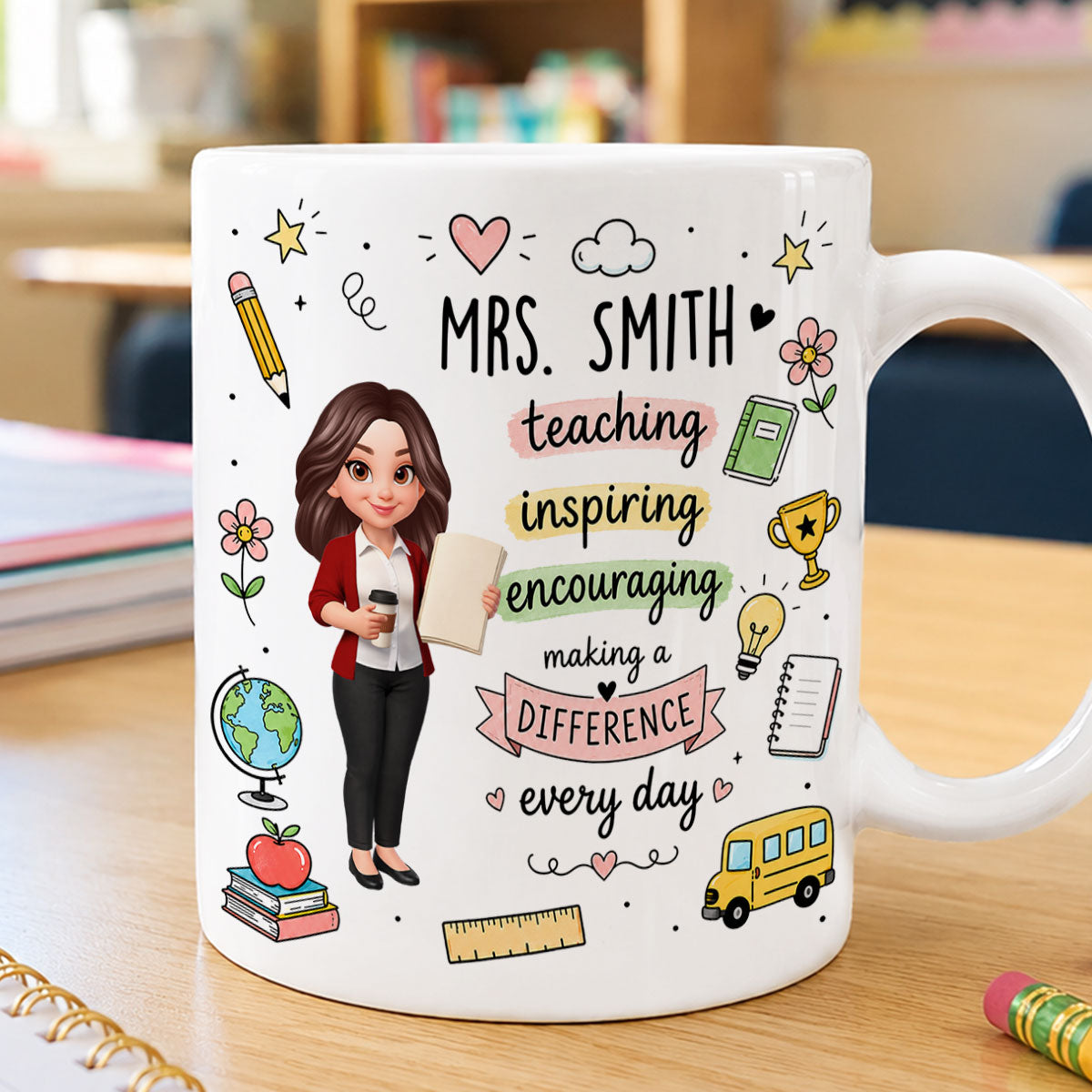 Teacher Teaching Inspiring Encouraging - Personalized Mug - Teacher Appreciation Gift, Back To School Gift For Teachers