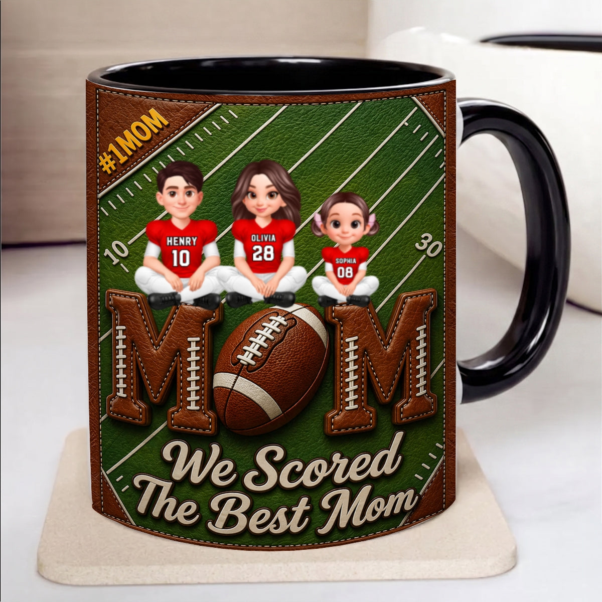 We Scored the Best Football Mom - Personalized Mug - Mother's Day Gift for Mom, Wife