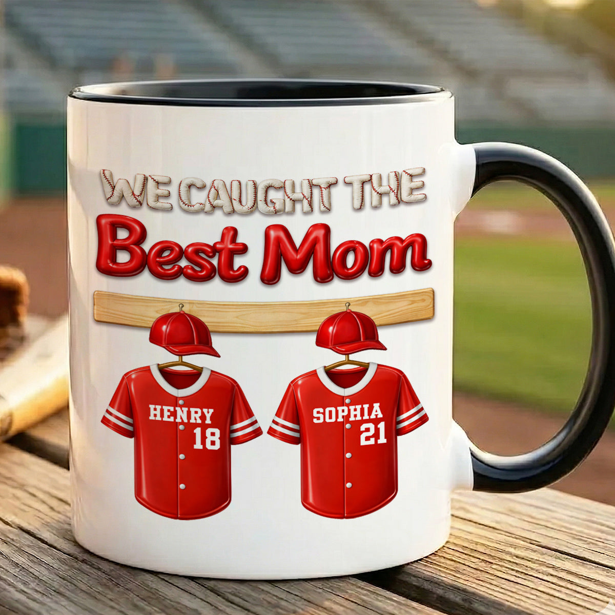 We Caught The Best Mom Baseball Kids - Personalized Mug - Heartfelt Gift For Baseball Mom, Gift For Wife