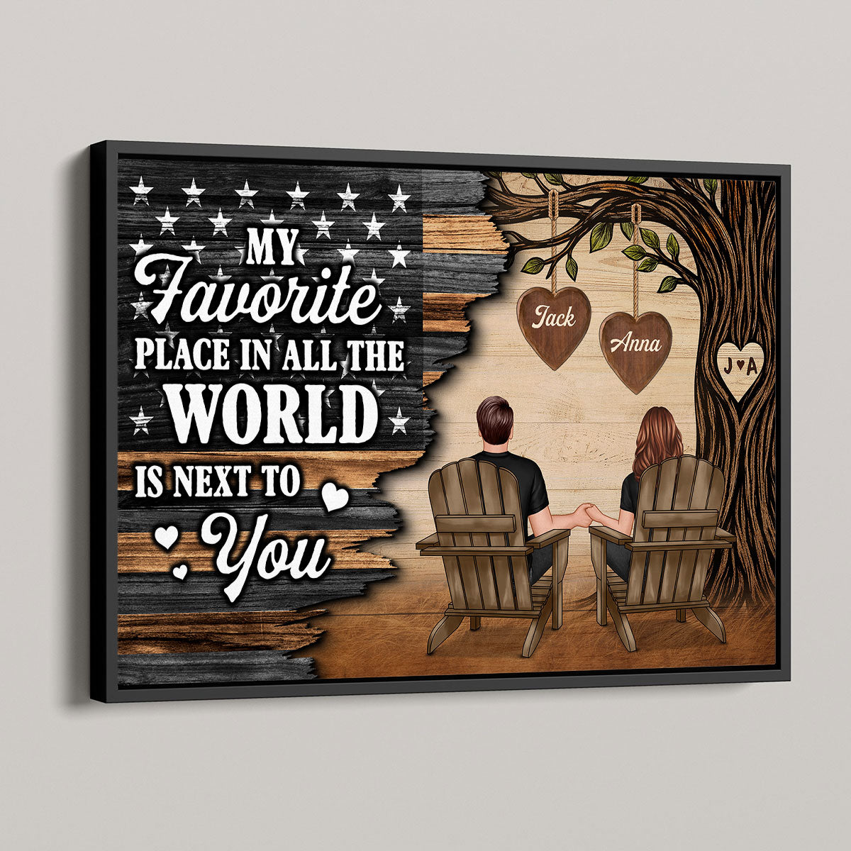 Forever Love Couple Under Tree Half Nation Flag - Personalized Poster - Valentine's Day Gift For Couple