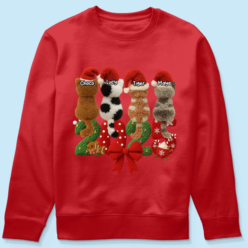 2025 Cat Lovers Latch Hook Yarn Faux - Personalized Sweatshirt - Christmas Gift for Cat Moms, Cat Dads