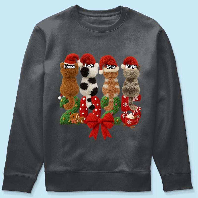 2025 Cat Lovers Latch Hook Yarn Faux - Personalized Sweatshirt - Christmas Gift for Cat Moms, Cat Dads