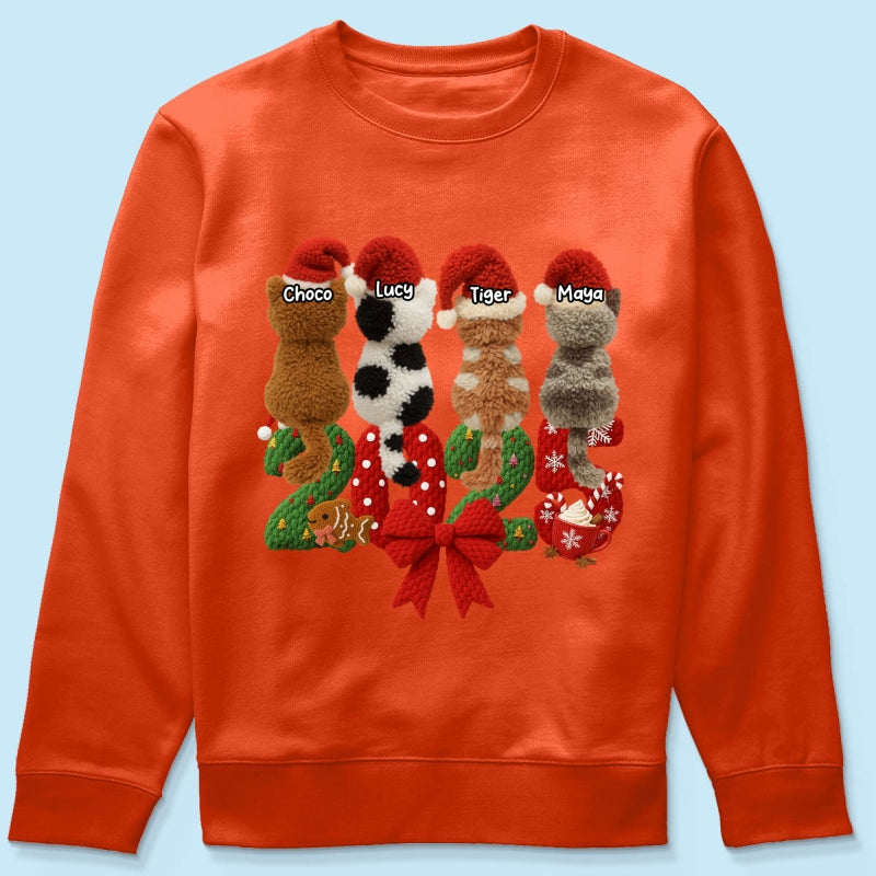 2025 Cat Lovers Latch Hook Yarn Faux - Personalized Sweatshirt - Christmas Gift for Cat Moms, Cat Dads