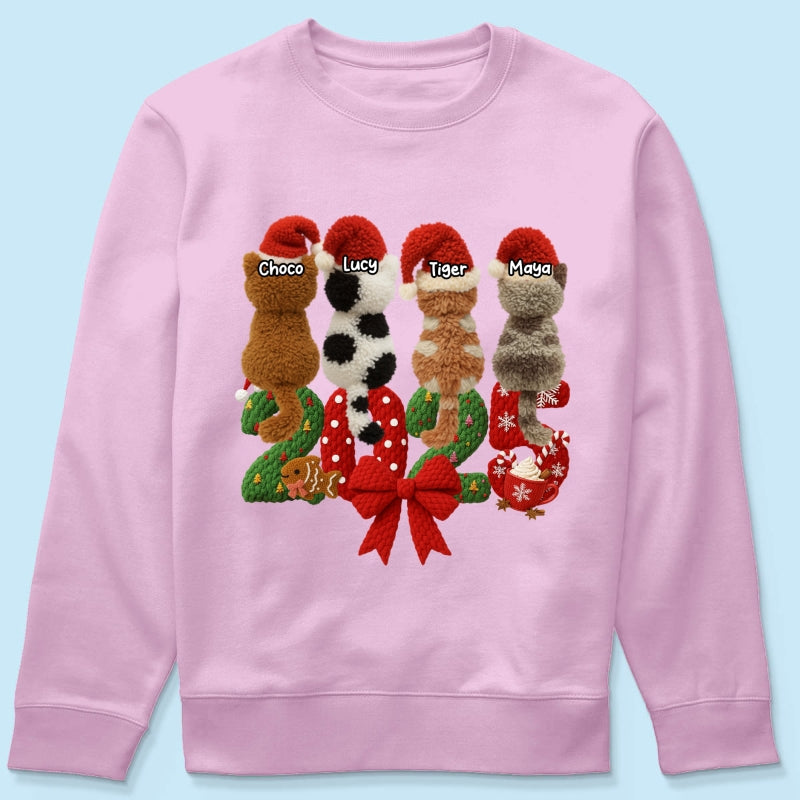 2025 Cat Lovers Latch Hook Yarn Faux - Personalized Sweatshirt - Christmas Gift for Cat Moms, Cat Dads