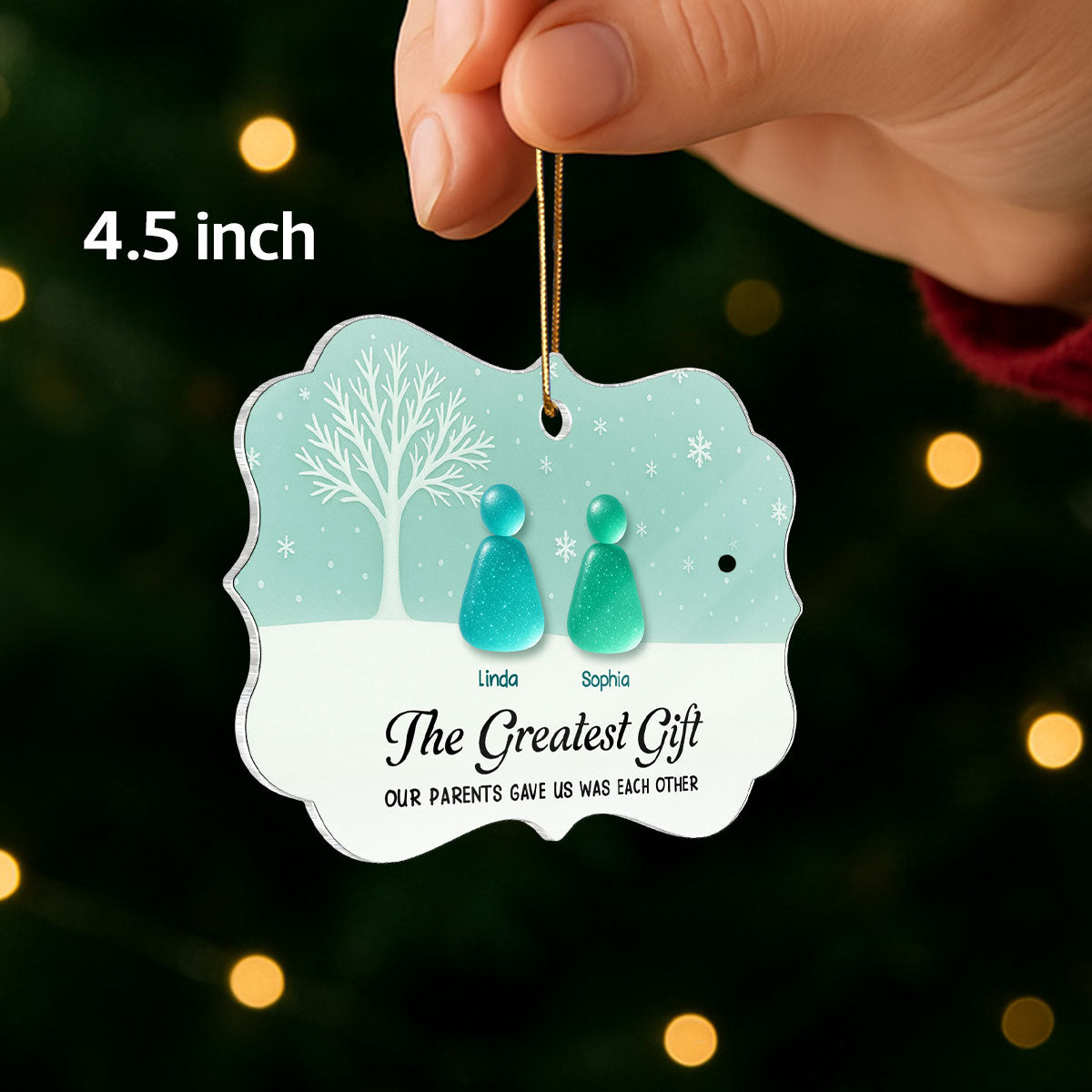 The Greatest Gift Was Brothers Sisters - Personalized Acrylic Ornament - Christmas Gift for Siblings