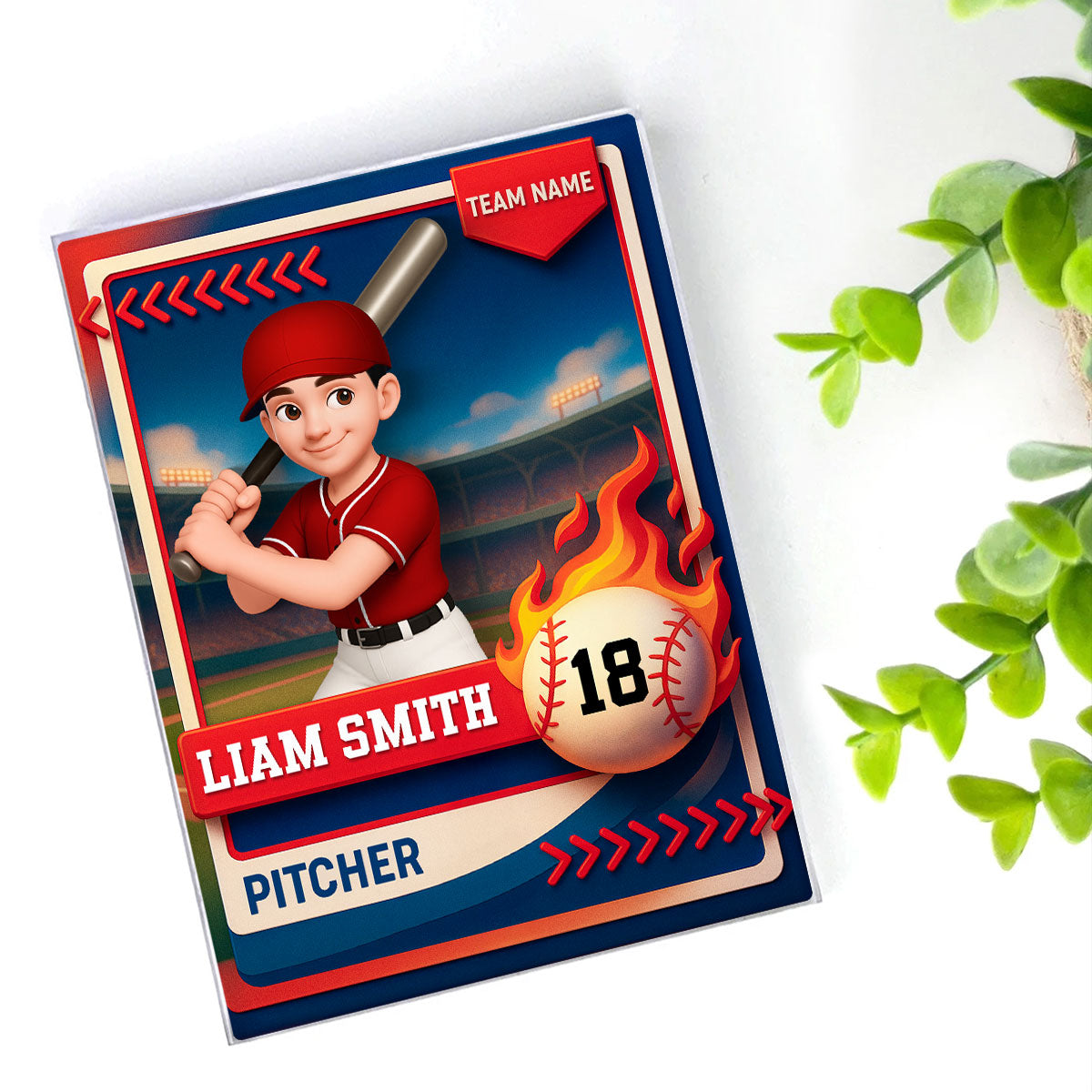 Baseball Trading Card - Personalized Acrylic Block Plaque - Christmas Gift for Son, Daughter, Grandkid