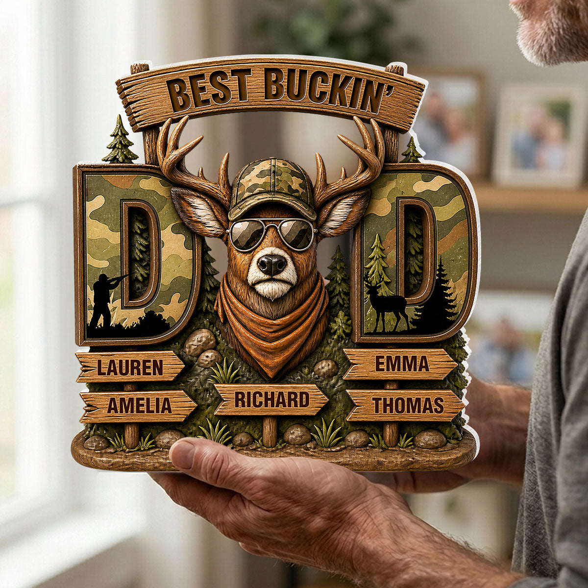 Best Buckin's Dad Hunting - Personalized Acrylic Block Plaque -  Gift For Dad, Husband