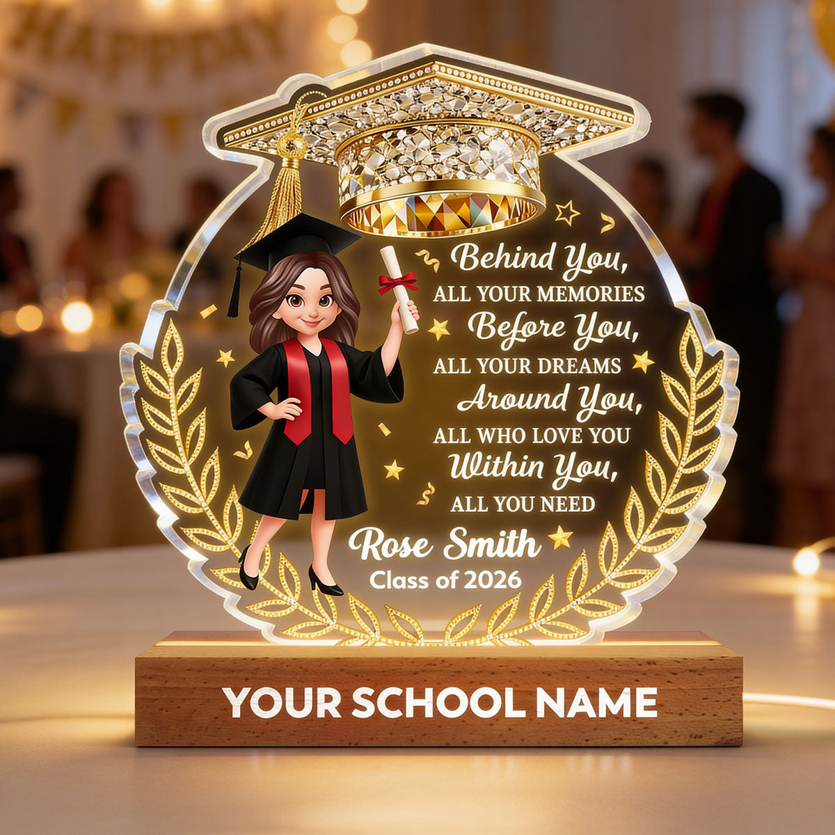 Before You All Your Dreams Graduation - Personalized Acrylic Block LED Night Light - Graduation Gift For Graduates, Daughter, Son
