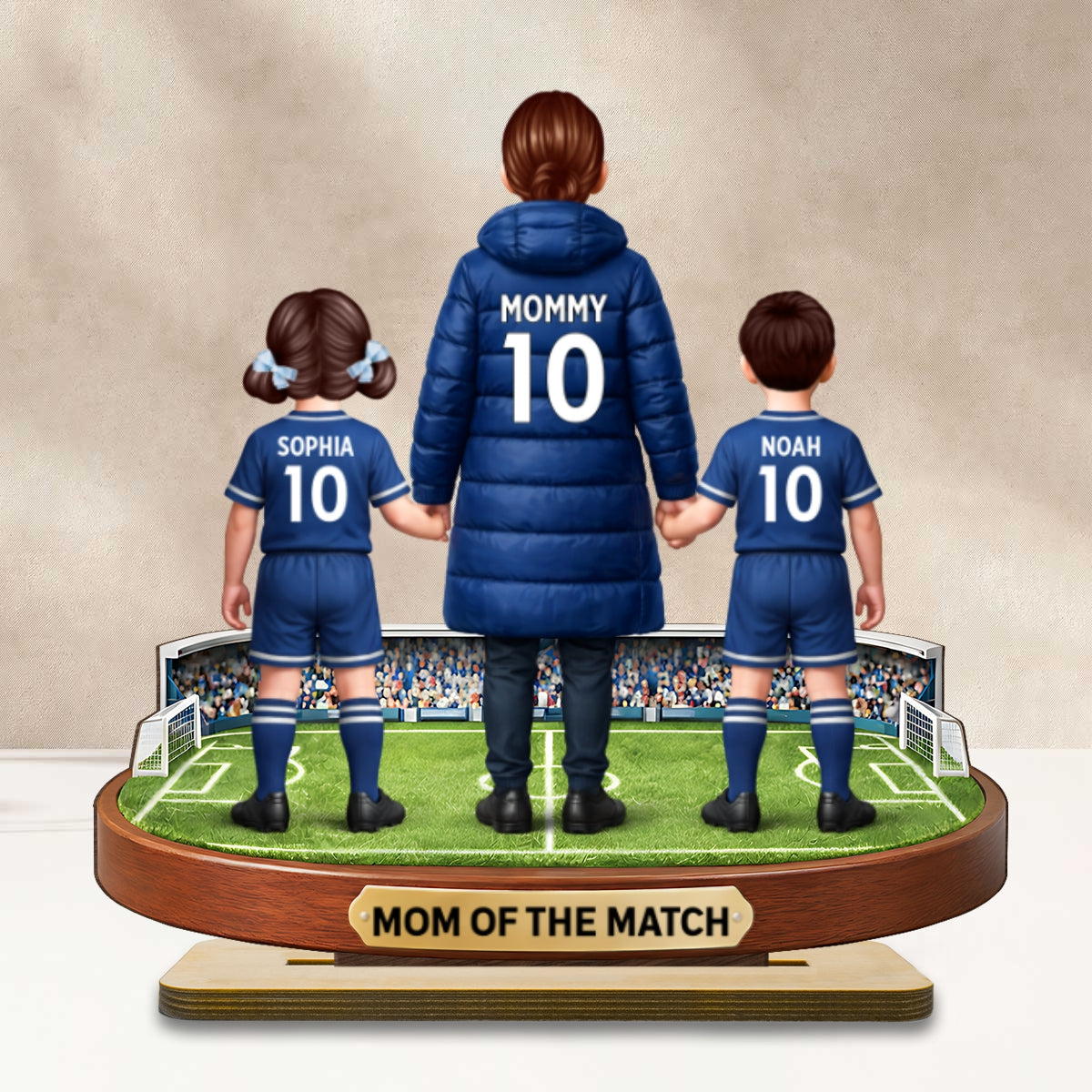 Mom of the Match - Personalized 2-Layered Wooden Plaque – Gift for Football Mom