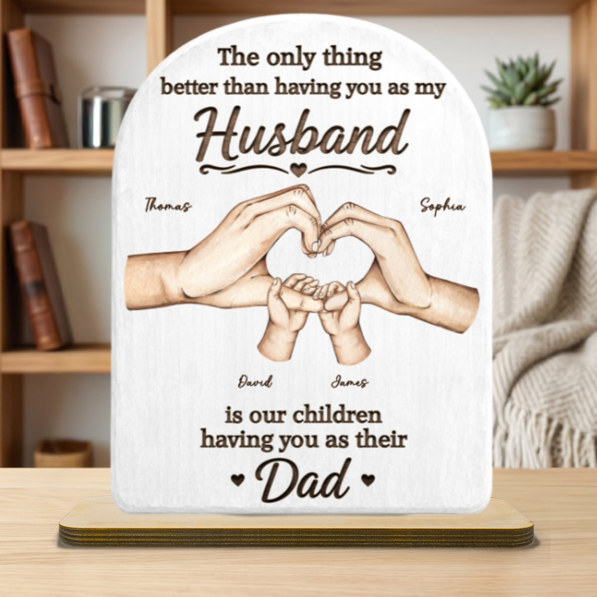 The Only Thing Having You As My Husband Family Hands - Personalized 2-Layered Wooden Plaque -  Gift For Husband