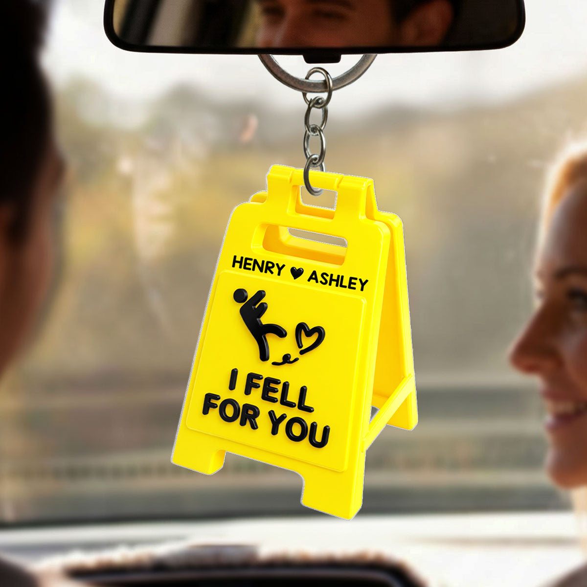 Romantic Message Sign I Fell For You - Personalized Acrylic Keychain - Valentine's Gift For Him, For Her, For Couple