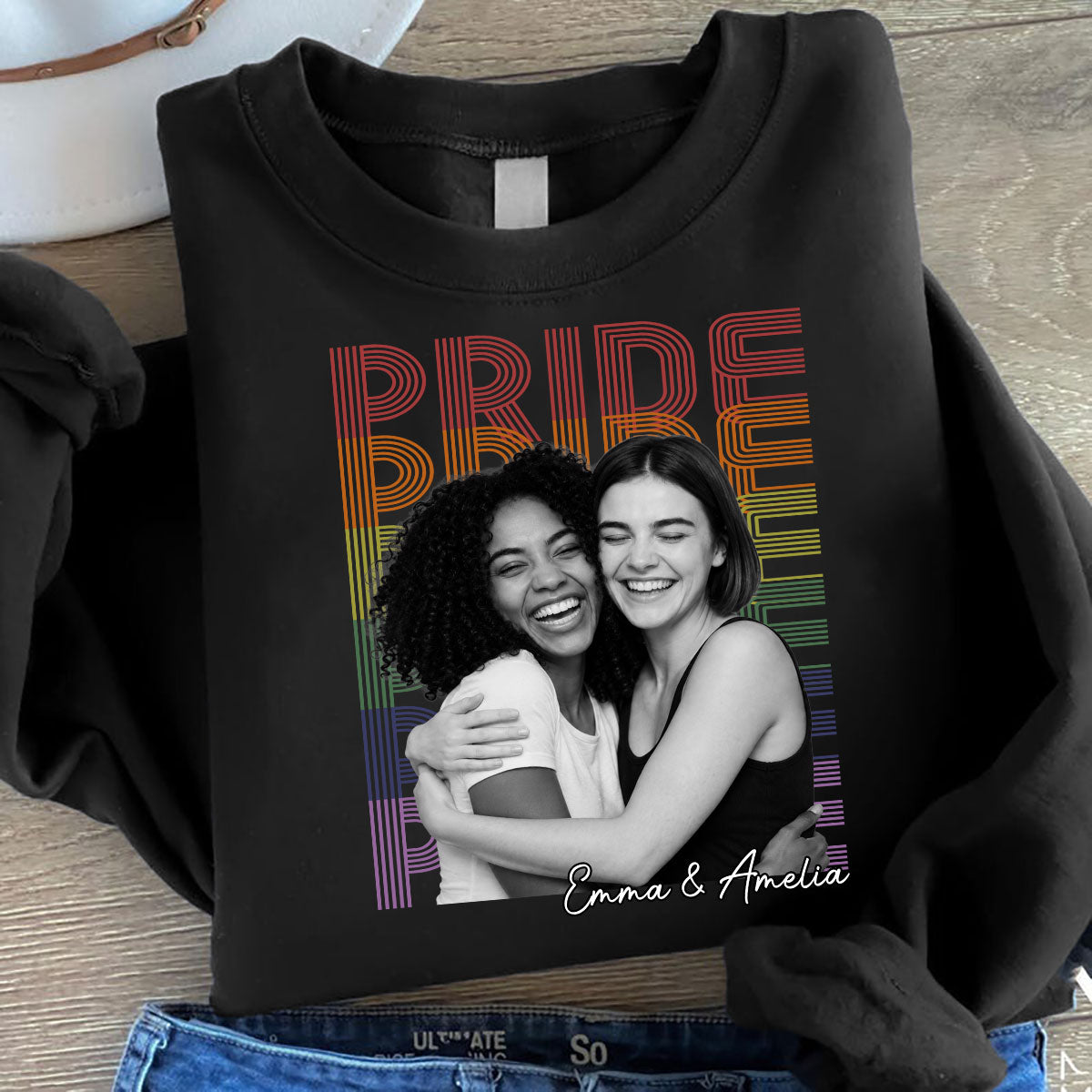 Retro Pride Bootleg Style LGBT+ Couple - Personalized Shirt - Gift For Couple, Happy Pride Month
