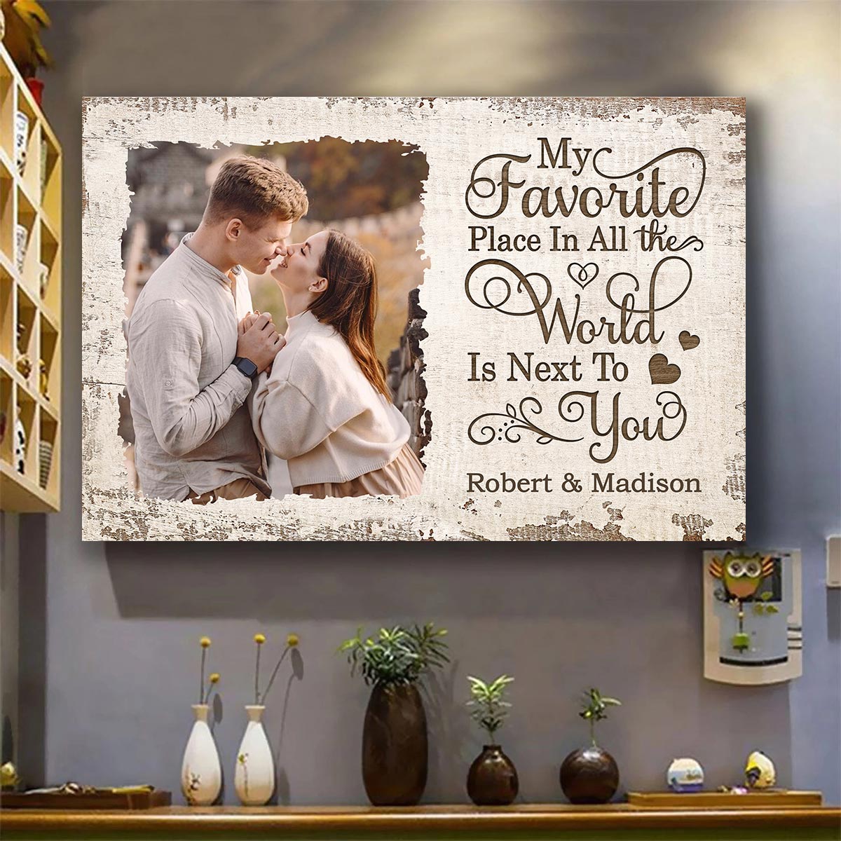 Favorite Place In The World Couple Photo Personalized Poster, Gift For Him, For Her