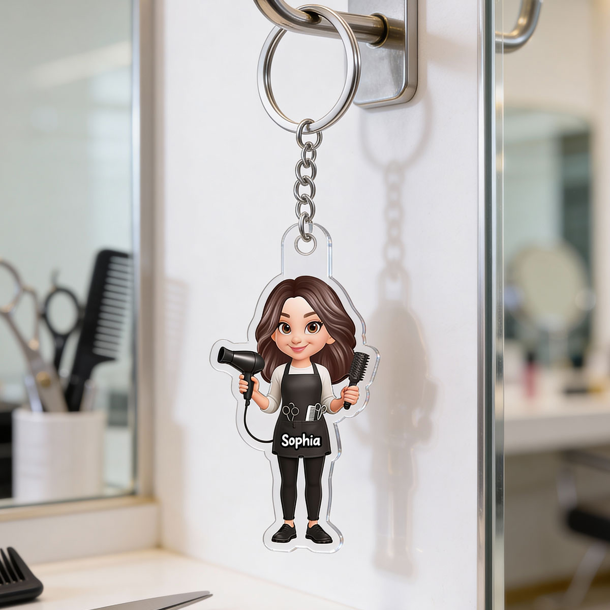 Hairdresser Man Woman - Personalized Acrylic Keychain - Gift For Hairdressers