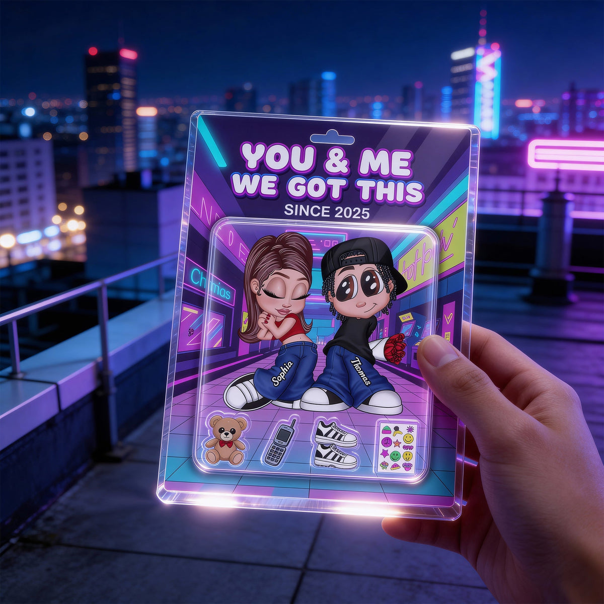 Y2K Couple Action Figure - Personalized Acrylic Block Plaque - Sentimental Valentine's Day Gift for him, for her