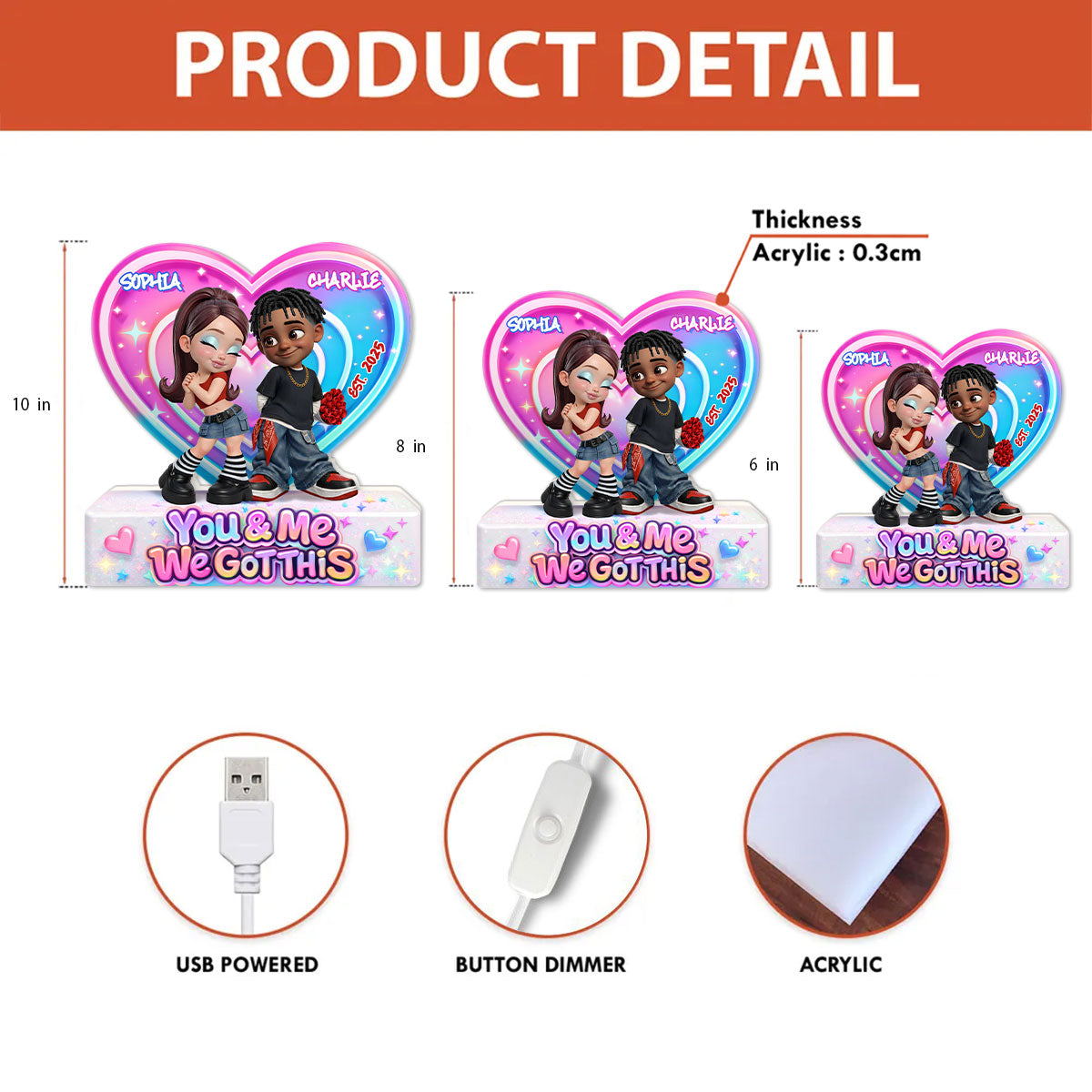 Eternal Love Y2K Couple Aura Heart Aesthetic - Personalized Light Box - Heartfelt Valentine's Day Gift For Him, Gift For Her