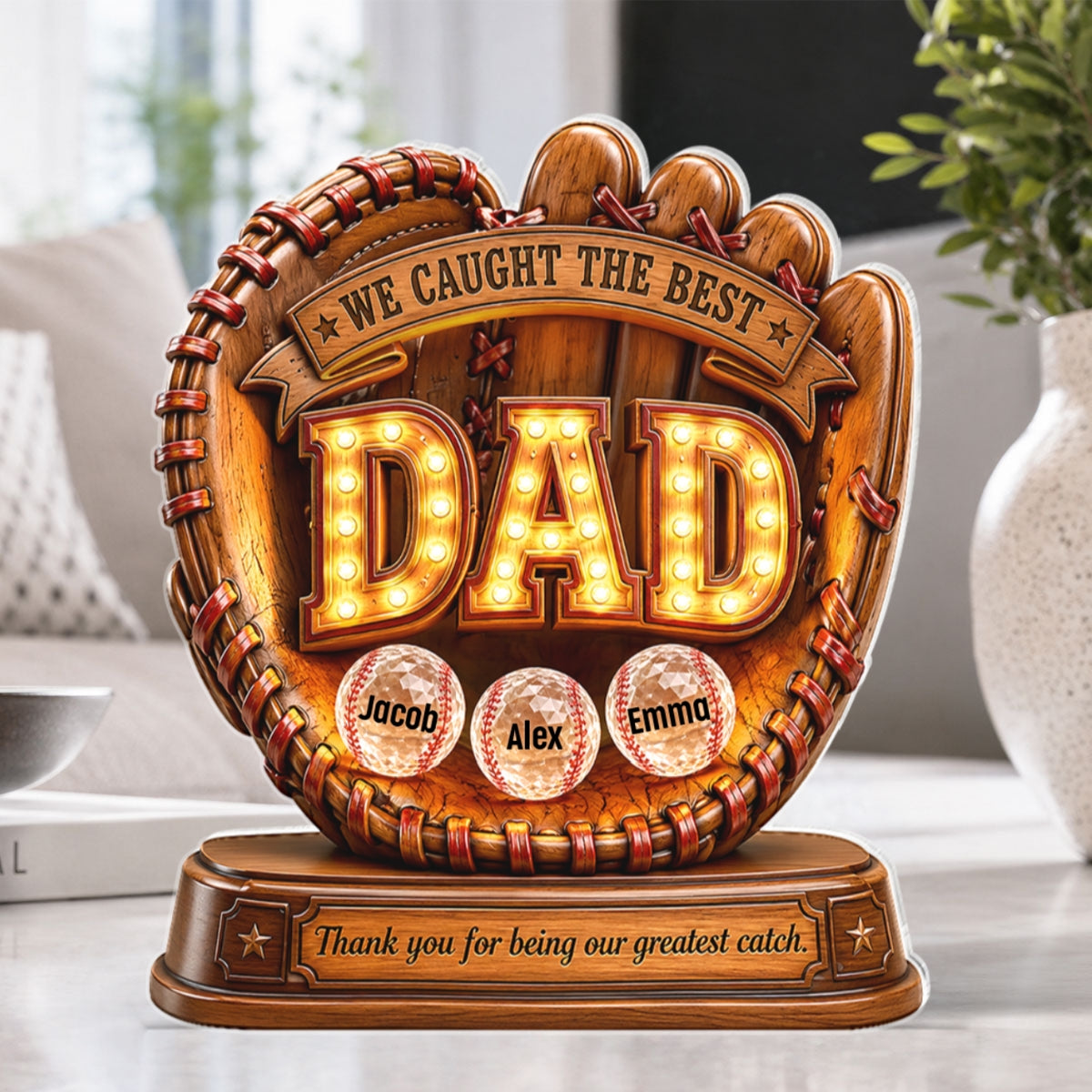 Great Baseball Dad - Personalized Acrylic Block Plaque -  Gift for Dad, Husband
