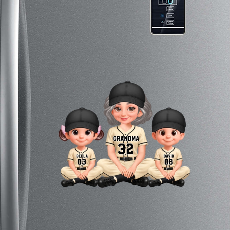 My Favorite Baseball Players Call Me Grandma - Personalized Acrylic Fridge Magnet - Mother's Day Gift For Grandma, Mom