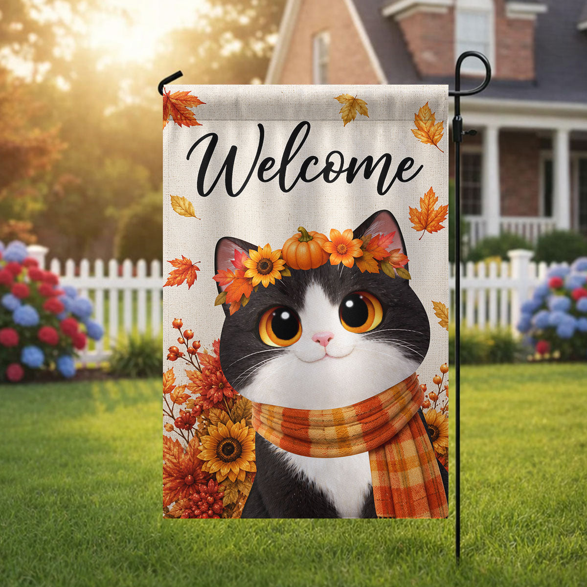 Cute Cats Welcome - Personalized Garden Flag - Cozy Fall Decor for Cat Lovers