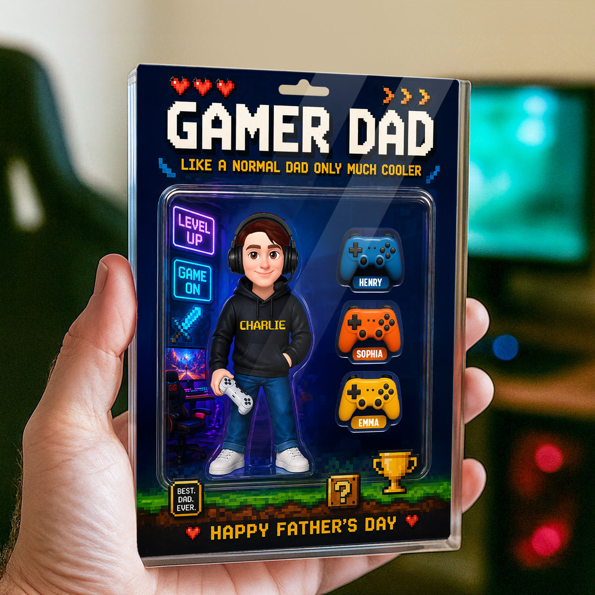 Gamer Dad More Cooler - Personalized Acrylic Block Plaque -  Gift For Gamer Dad, Husband