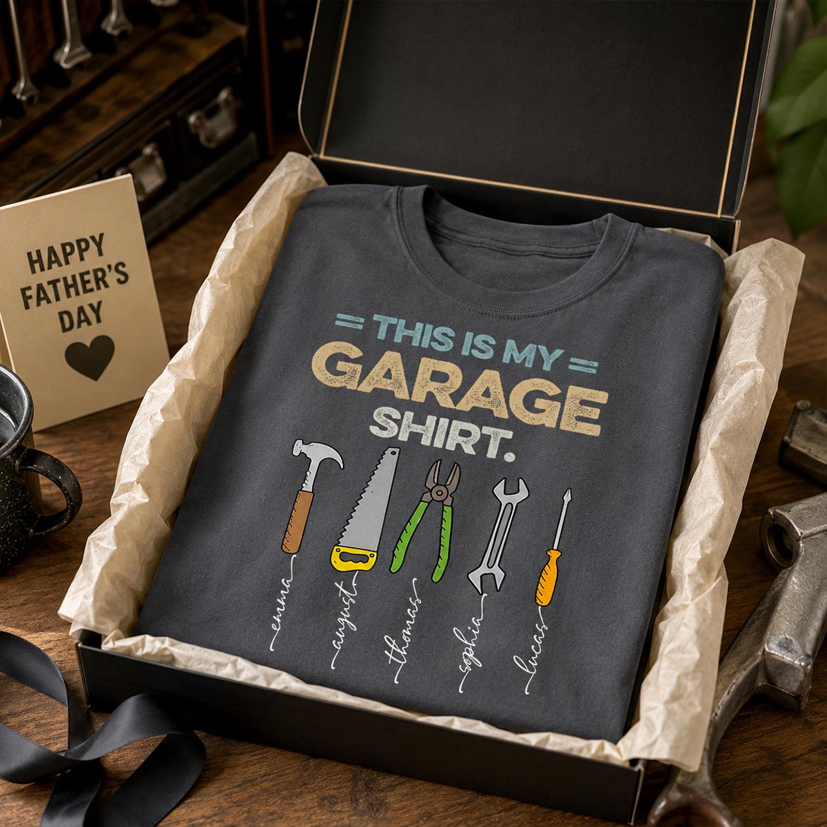This Is My Garage Shirt Custom Kid Name - Personalized Shirt - Father's Day Gift For Mechanic Dad, Grandpa