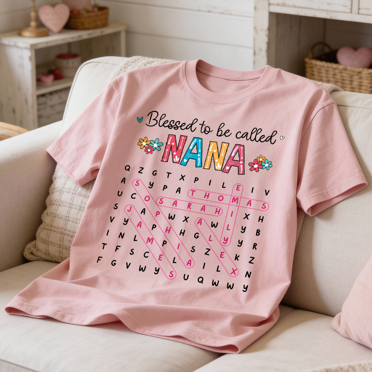 Blessed To Be Called Grandma Word Search Puzzle - Personalized Shirt - Mother's Day Gift For Grandma Mom