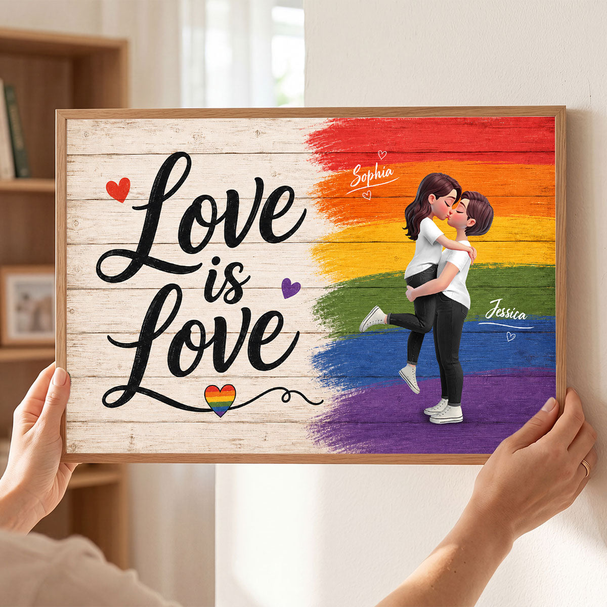 LGBT+ Couple Love Is Love - Personalized Poster - Gift For Couple, Happy Pride Month