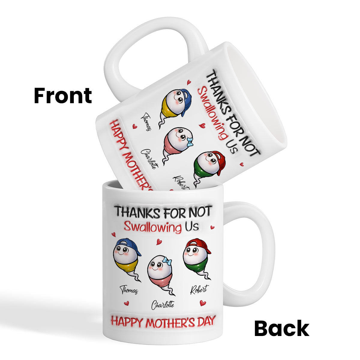 Little Cute Kids Thanks For Not Swallowing Us - Personalized Mug - Funny Mother's Day Gift For Mom