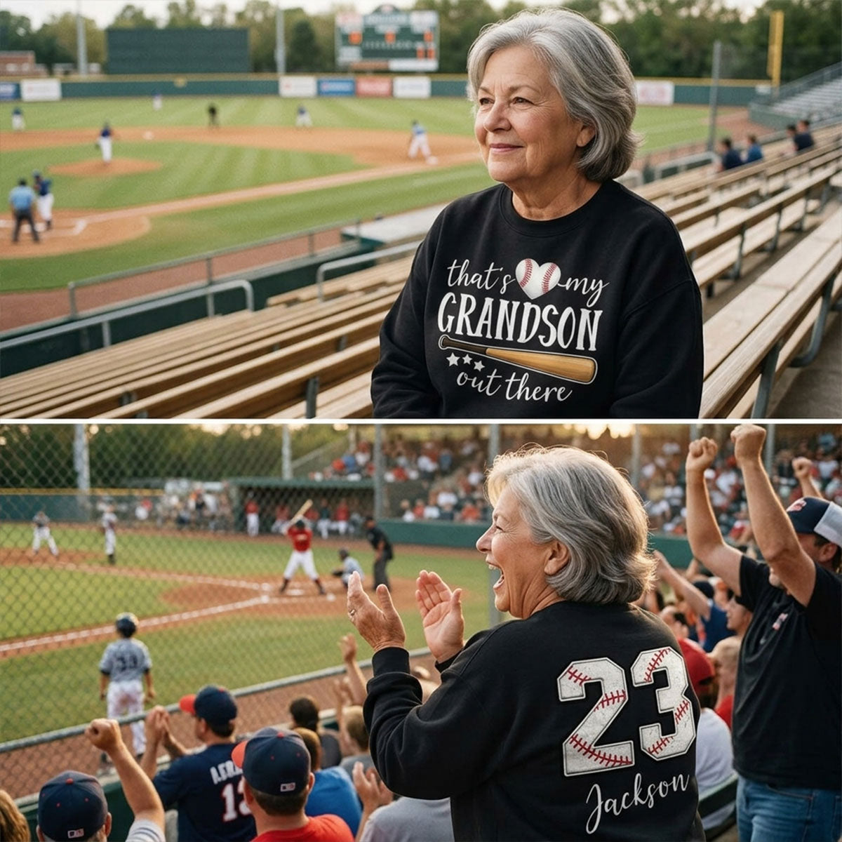 That's My Grandson Out There - Personalized Double Sided Shirt - Baseball Softball Grandma Mom