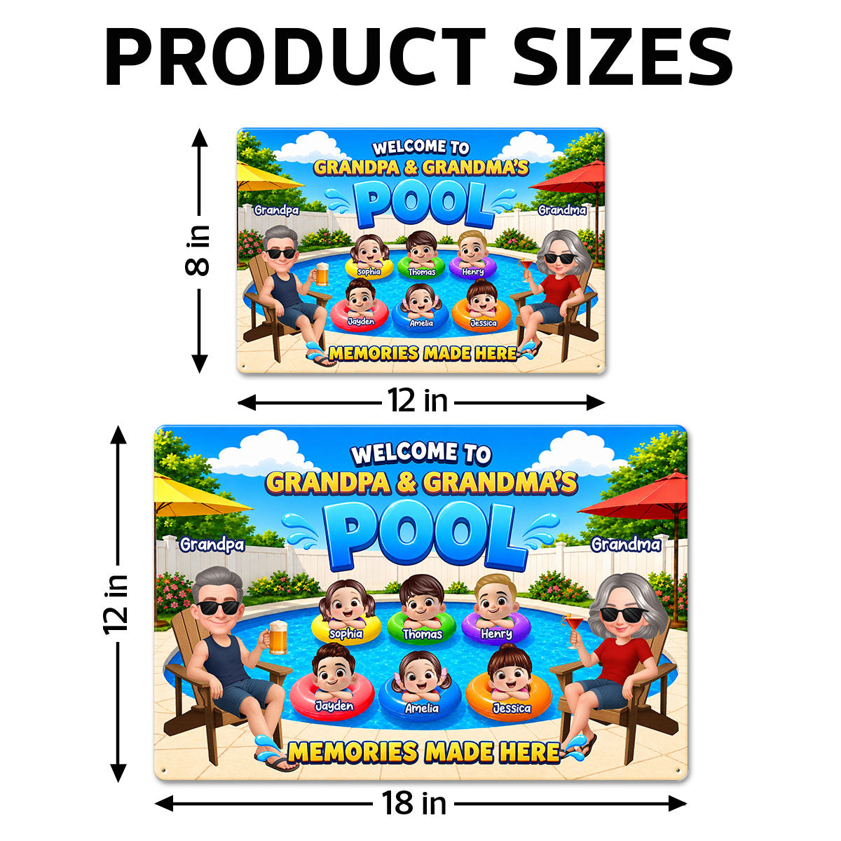 Welcome To Grandparents Pool Summer - Personalized Metal Sign - Gift For Grandparents, Summer Decoration