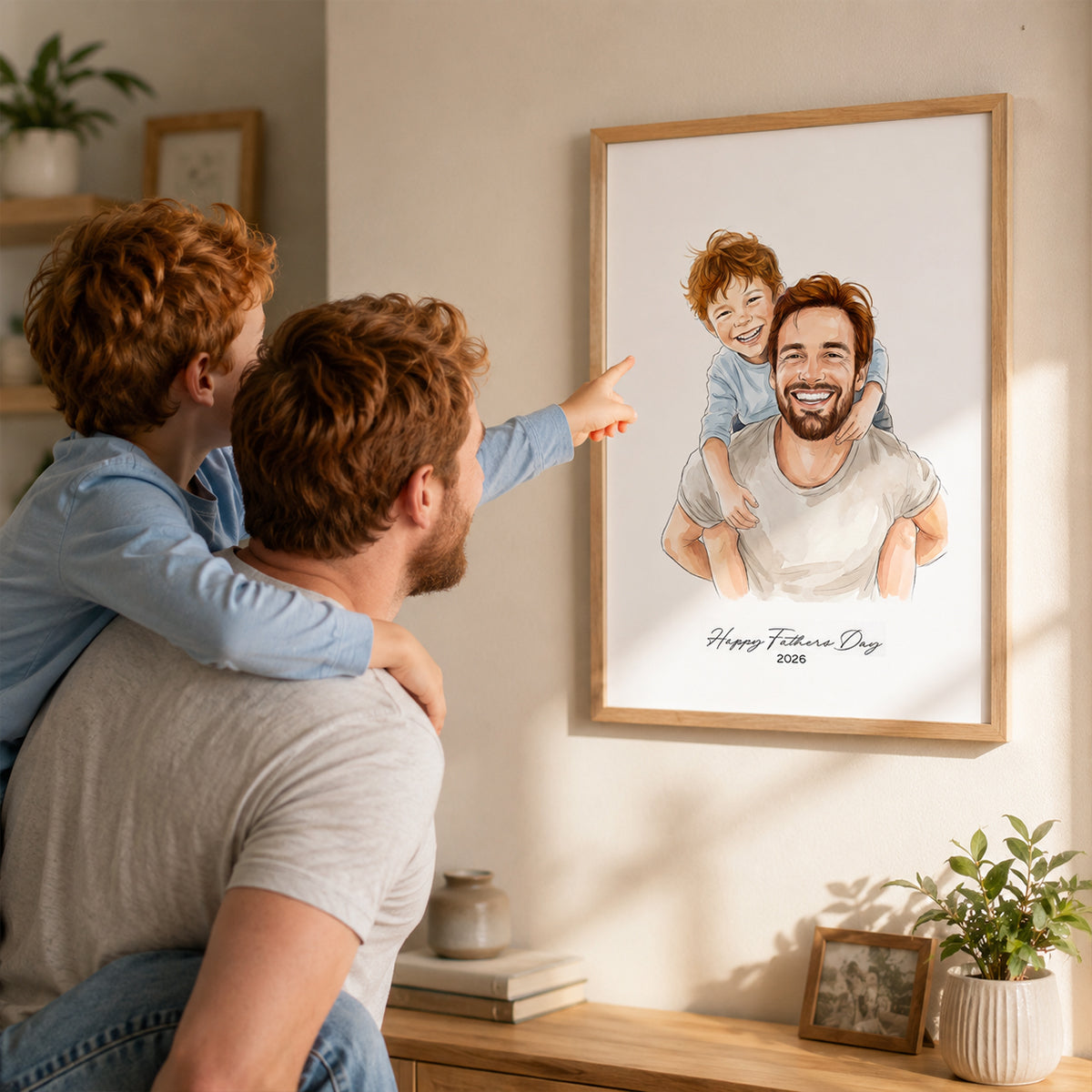 Custom Father's Day Watercolor Portrait from Photo - Personalized Poster - Gift for Him