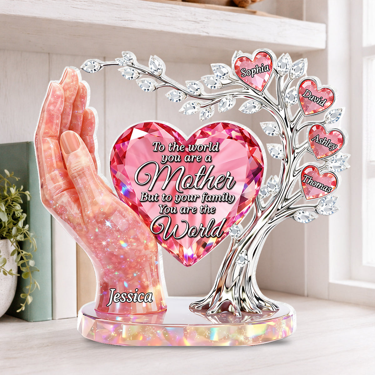 To the World You Are a Mother To Us You Are the World - Personalized Acrylic Block Plaque - Heartfelt Gift for Mom